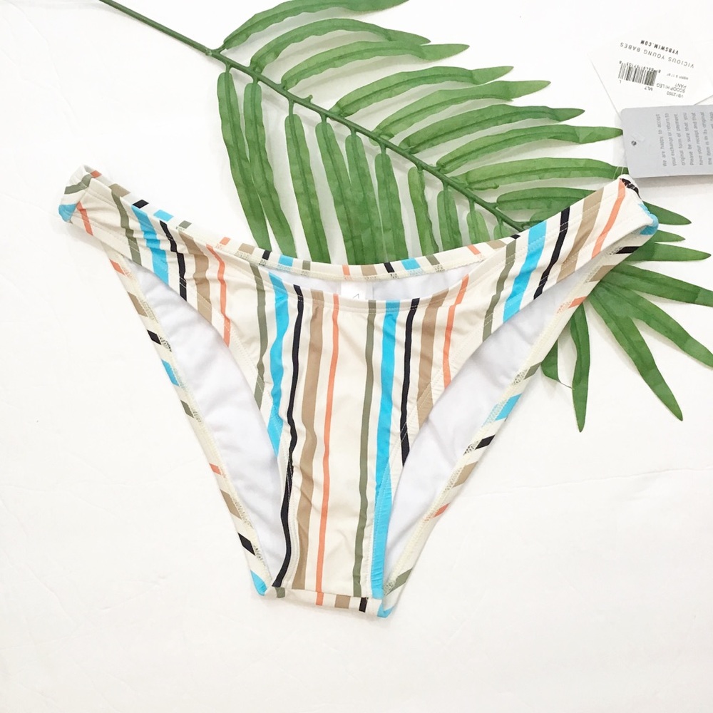 VYB High Leg Stripe Print Bikini Bottoms